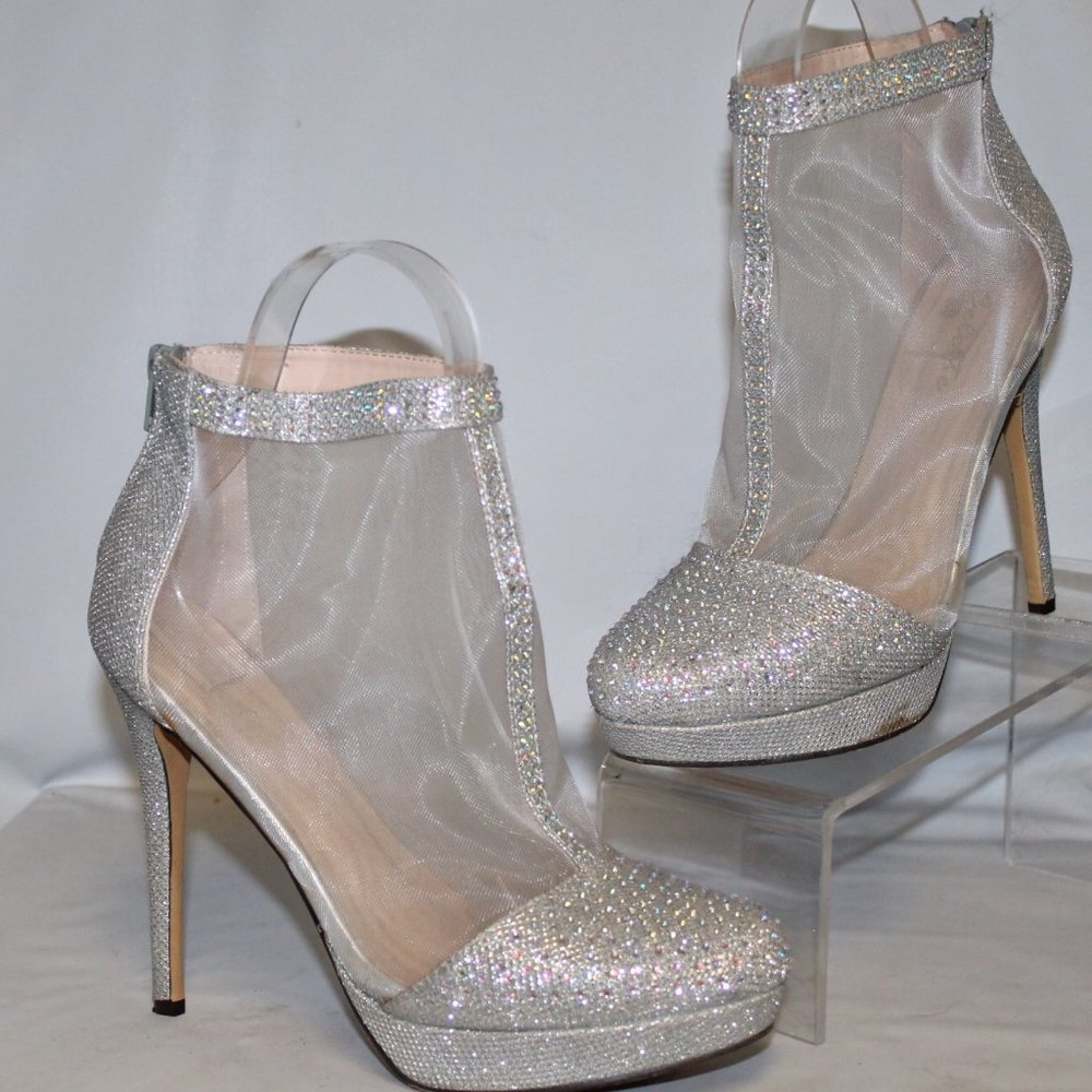 Celeste Not 4 The Shy Crystal Rhinestone Stiletto Heels Bootie Boots Shoes
